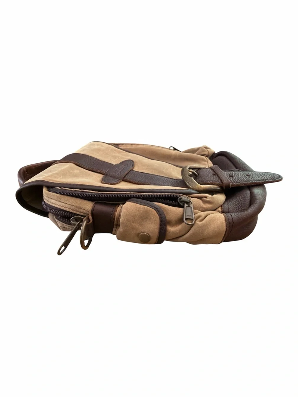 Vintage LL Bean Waxed Canvas & Leather Continental Field Shoulder Utility Bag